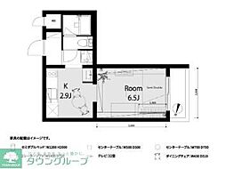 サンセゾン若松町 1Kの間取図画像