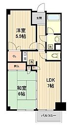 アーバンコートサカス3 2DKの間取図画像