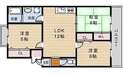 箕面グリーンハイツ 3LDKの間取図画像
