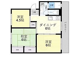 新北野コーポC棟 3DKの間取図画像