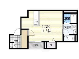 ラビュット上山手 ワンルームの間取図画像