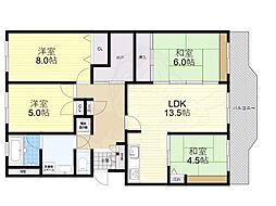 ニューセンバハイツ 4LDKの間取図画像