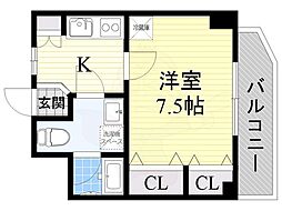 シャインビュー豊中 1Kの間取図画像