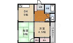 静マンション 2DKの間取図画像