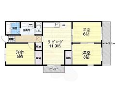 第5吉川コーポ 3LDKの間取図画像