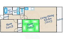 ベルヴュー桜の町 2LDKの間取図画像
