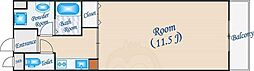 コージィコート桜井 2階1Kの間取り