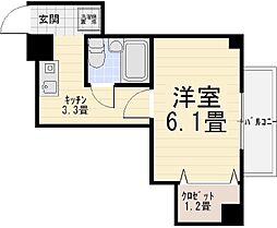 オフィシャルレジデンス ワンルームの間取図画像