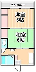 第二コーポ保木間 2階2Kの間取り