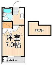 矢崎ハイツ 1階1Kの間取り
