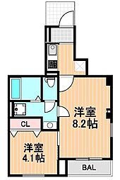 オキ　テラス 101 3階1SKの間取り