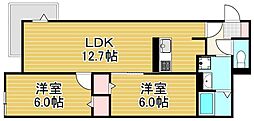 オードリーコート 2LDKの間取図画像