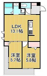 オードリーコート 2LDKの間取図画像