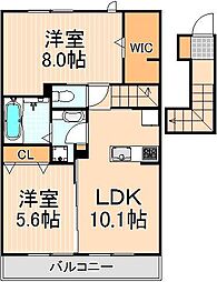 パークウィステリア 2LDKの間取図画像