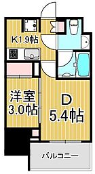 ザ・パークハビオ北千住 1DKの間取図画像
