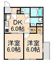 カーサニコル 2DKの間取図画像