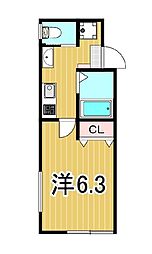 アールズ東尾久 1Kの間取図画像