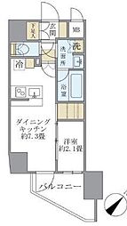 アジールコート町屋 1DKの間取図画像