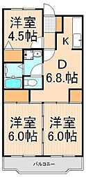 ガーデンヒル牛込 3DKの間取図画像