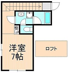 コーポUSHIO ワンルームの間取図画像