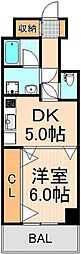 アーバンレックス西新井2 1DKの間取図画像