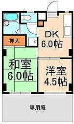 第2サイプレス・マンション 2DKの間取図画像