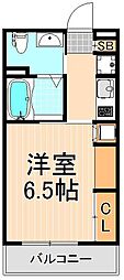 リブリサンフラワー 1Kの間取図画像