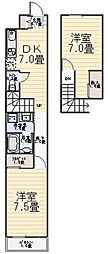 フィールズマンション 2DKの間取図画像
