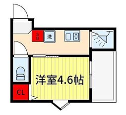 アイウシ梅島 1Kの間取図画像