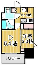 ザ・パークハビオ北千住 1DKの間取図画像
