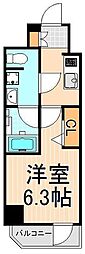 メインステージ千住中居町 1Kの間取図画像