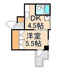 リフレックスナカネ 1DKの間取図画像
