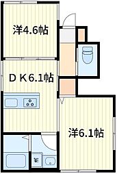 パウコート 1Kの間取図画像