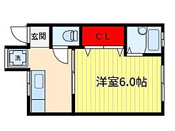ユアーズ3 1Kの間取図画像