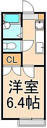 カーサアオイA 1Kの間取図画像