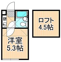 エスポワールA 1Kの間取図画像