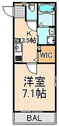 ボヌール谷在家 1Kの間取図画像