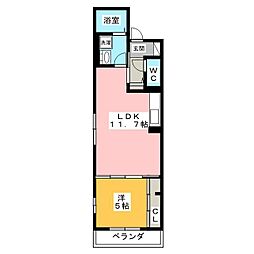 サンモールクレスト 1LDKの間取図画像
