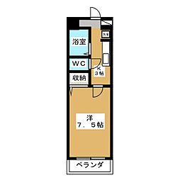 アローネ梶ヶ谷 1Kの間取図画像