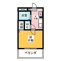 グランドール溝ノ口 1Kの間取図画像