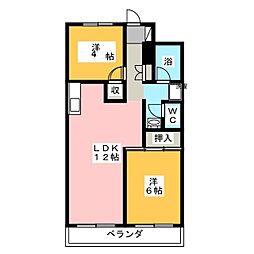 エクセレンス野川 2LDKの間取図画像