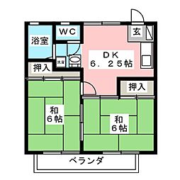 サンシティさぎぬまパート2 2DKの間取図画像