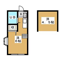 コア溝ノ口 ワンルームの間取図画像