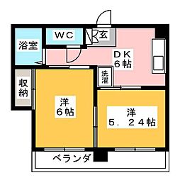 コートサイドU 2DKの間取図画像