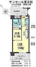 サンセール東古松 1LDKの間取図画像
