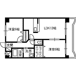 プレジール奥田 101 1階2LDKの間取り