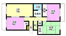 エクセル新福 1階3DKの間取り