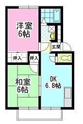ヴィラ・ウインディアB 2DKの間取図画像