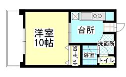 サンサイド山部 5階1Kの間取り