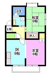 サンフラワーB 2DKの間取図画像